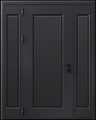 Входная термодверь с металлофиленкой, вставками по бокам и порошковым покрытием RAL 9004 (тип №9)