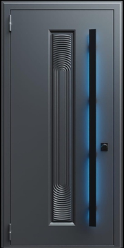 Входная термодверь с металлофиленкой, длинной ручкой с подсветкой и порошковым покрытием RAL 7021 (тип №6) Входная термодверь с металлофиленкой, длинной ручкой с подсветкой и порошковым покрытием RAL 7021 (тип №6)